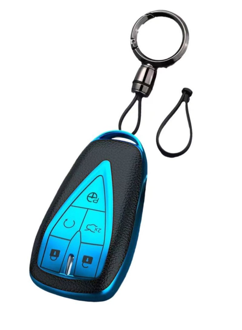 OUYoo غطاء مفتاح OUYoo لشانجان من مادة TPU مع غطاء وسلسلة مفاتيح لـ UNI UNI-T CS75 Eado Plus UNI-K CS85 Alsvin UNI-V0 CS95 CS35. (أزرق) - Image 1