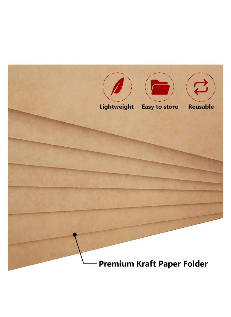 Excefore - Kraft Paper Folders for A4 Files Folders, Kraft Paper Business Project Folder, Holder Square Cut Folders with Cards Slot Pockets, for Business Home Office - Image 1