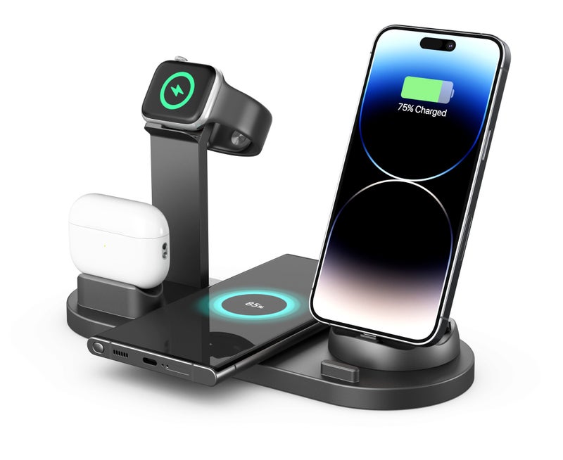 Iwatch Four-In-One Wireless Charger Is Suitable For Apple Mobile Phones, Earphones, Watches, And Phone Stand, 15W Dual Phone Charging - Image 1