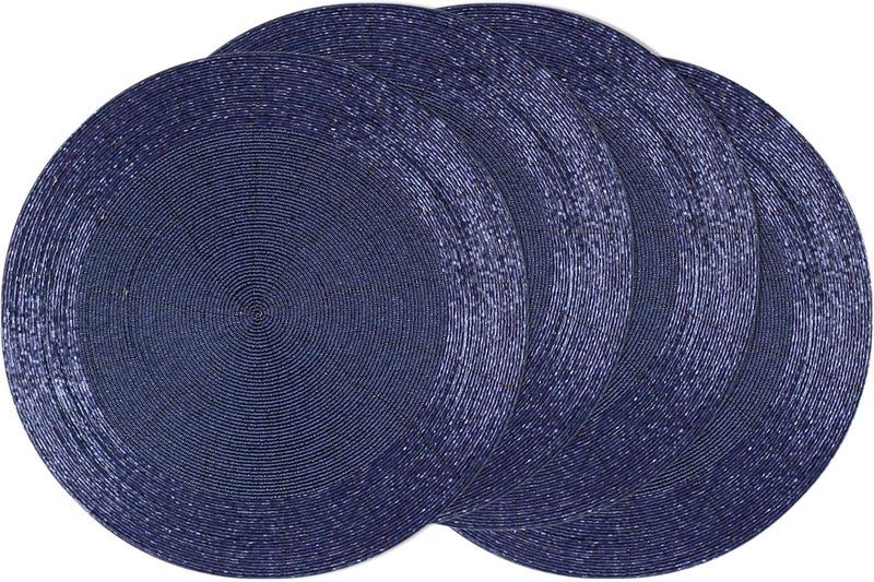 COTTON CRAFT Glitz Handmade Beaded Charger Placemats  Set of 4  Halloween Harvest Autumn Fall Holiday Christmas Xmas Dining Celebration Festive Party Table Dcor  135 inch Round  Navy - Image 1