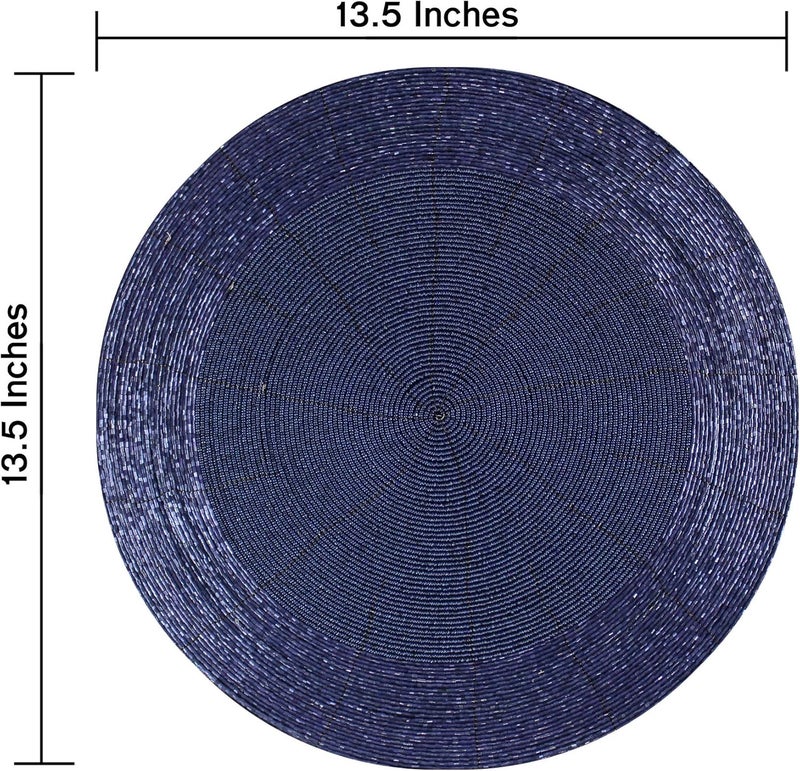 COTTON CRAFT Glitz Handmade Beaded Charger Placemats  Set of 4  Halloween Harvest Autumn Fall Holiday Christmas Xmas Dining Celebration Festive Party Table Dcor  135 inch Round  Navy - Image 3