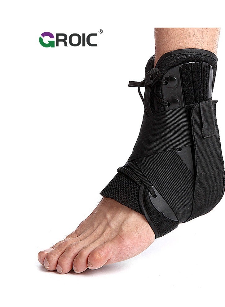 جرويك Ankle Brace,Ankle Support,Adjustable Compression Sleeve,Ankle Support Heel Brace for Achilles Tendonitis,Sprained Ankle,Lace up Ankle Brace for Running, Basketball, Volleyball - Image 1