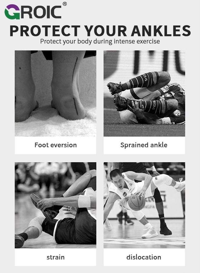 جرويك Ankle Brace,Ankle Support,Adjustable Compression Sleeve,Ankle Support Heel Brace for Achilles Tendonitis,Sprained Ankle,Lace up Ankle Brace for Running, Basketball, Volleyball - Image 3