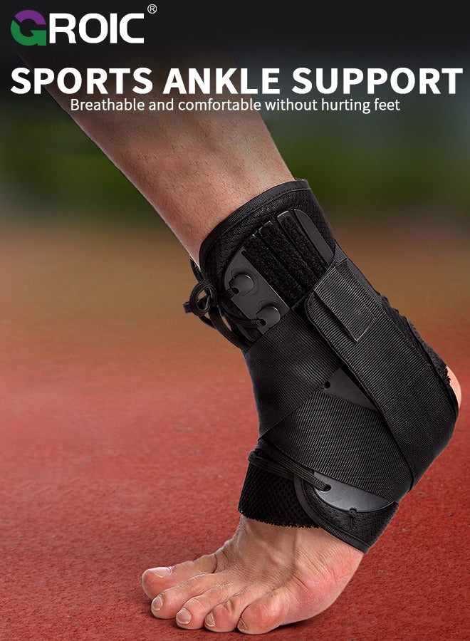 جرويك Ankle Brace,Ankle Support,Adjustable Compression Sleeve,Ankle Support Heel Brace for Achilles Tendonitis,Sprained Ankle,Lace up Ankle Brace for Running, Basketball, Volleyball - Image 2
