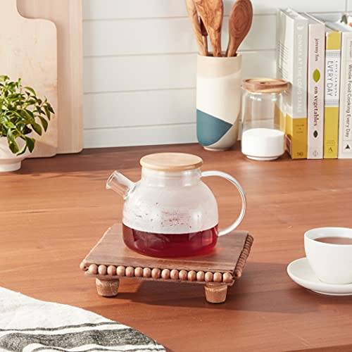 Mud Pie Beaded Wood Trivet, 8" x 8", Brown - Image 2