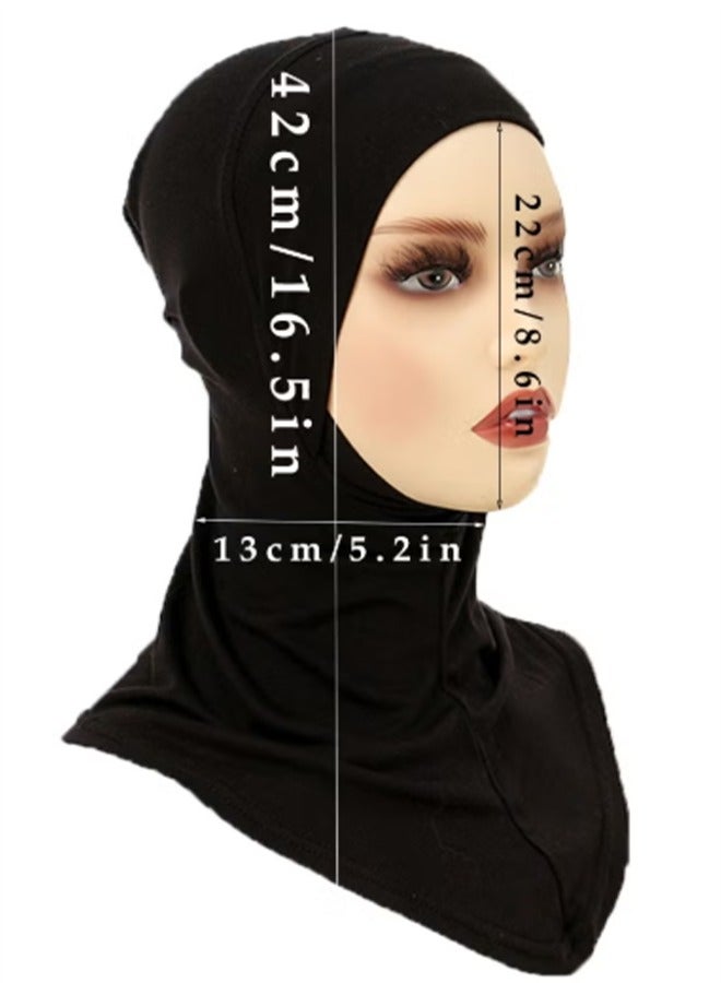 Instant Hijab Solid Color Full Cover Inner Hijabs Cap Black Women Muslin Sport HeadScarf Turban Ramadan Accessory - Image 5