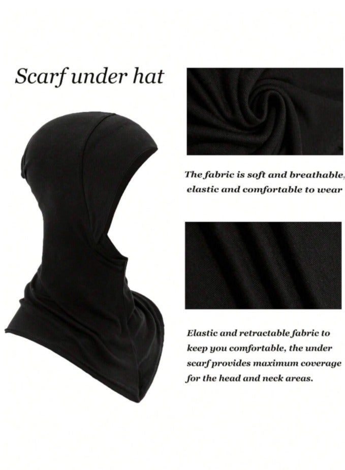 Instant Hijab Solid Color Full Cover Inner Hijabs Cap Black Women Muslin Sport HeadScarf Turban Ramadan Accessory - Image 4