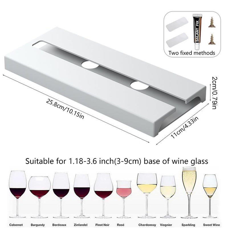 DESONAUT 2 Pcs Wine Glass Holder Under Shelf or Cabinet Punch-free,Stemware Rack Glassware Drying Storage Hanger for Kitchen,Bar and Restaurant (White) - Image 2
