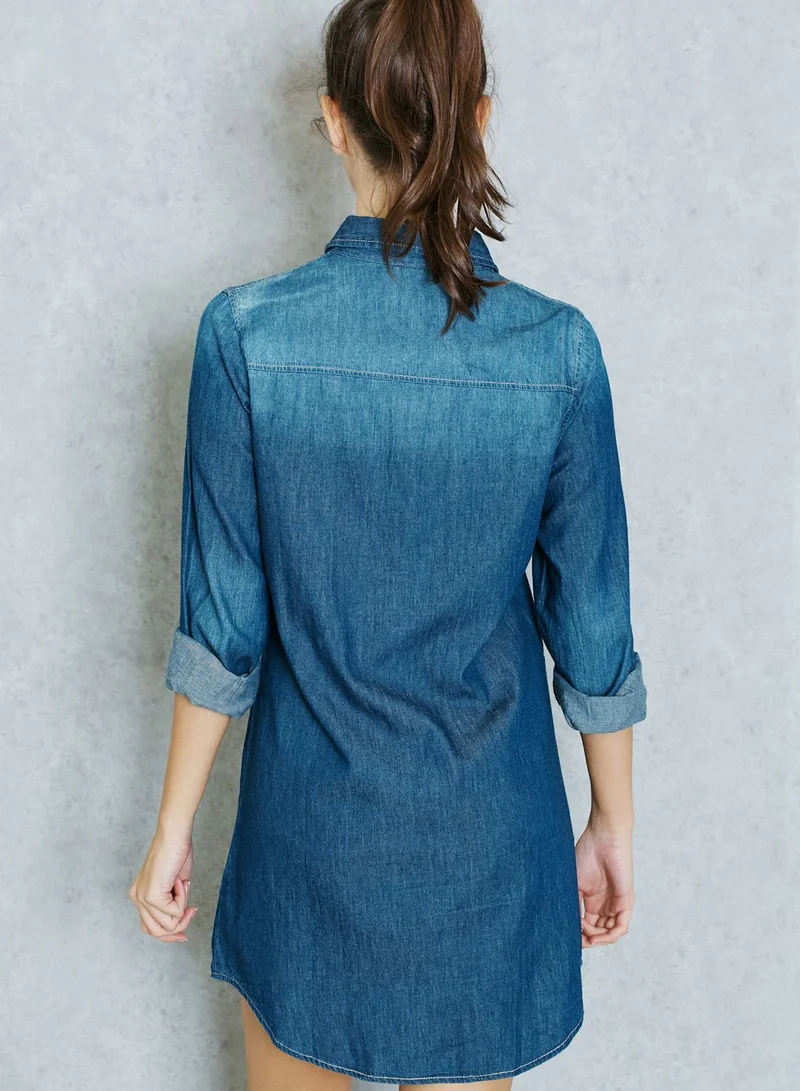 Ginger Badge Denim Shirt Dress