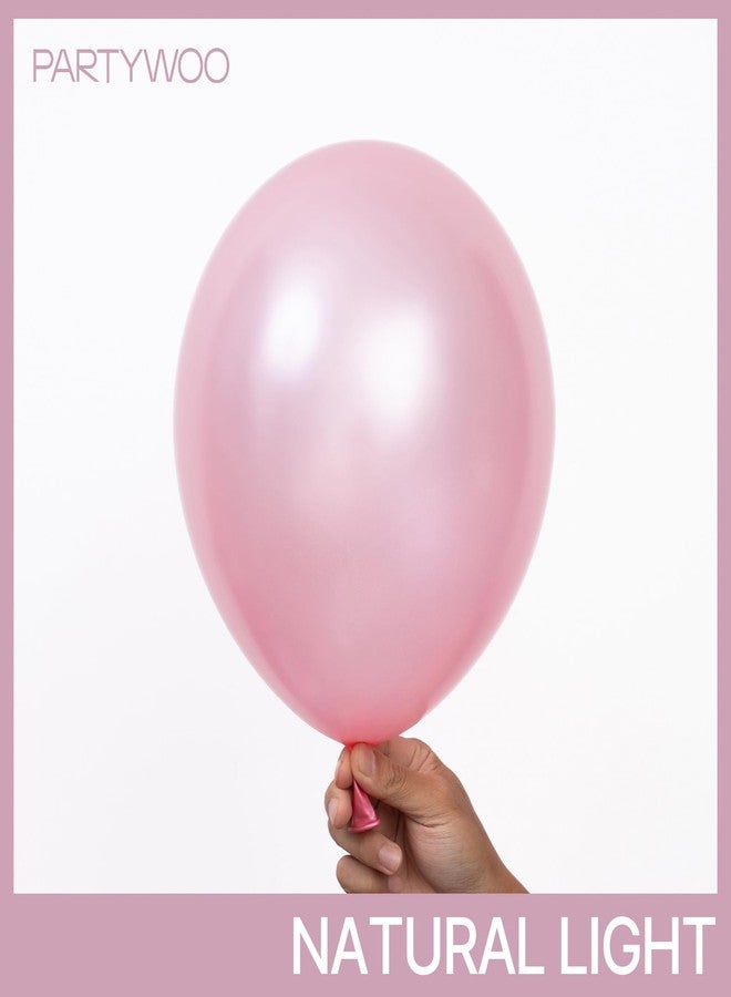 PartyWoo Pink Balloons, 50 pcs 12 Inch Pearl Pink Balloons, Pink Pearl Balloons for Balloon Garland or Balloon Arch as Party Decorations, Birthday Decorations, Baby Shower Decorations, Pink-Z58 - Image 2