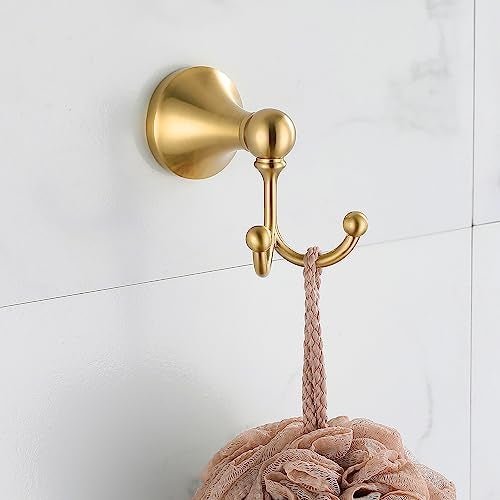 FROPO 4 Pcs Gold Bathroom Hardware Set - Brushed Brass Gold Bathroom Accessories Kit, Stainless Steel Wall Mounted 23.6 Inch Towel Bar | Towel Hook | Toilet Paper Holder | Hand Towel Holder - Image 5