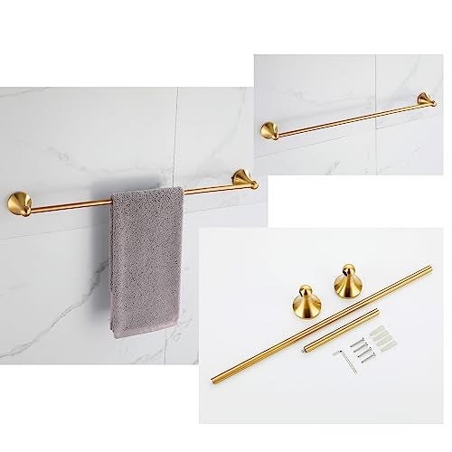 FROPO 4 Pcs Gold Bathroom Hardware Set - Brushed Brass Gold Bathroom Accessories Kit, Stainless Steel Wall Mounted 23.6 Inch Towel Bar | Towel Hook | Toilet Paper Holder | Hand Towel Holder - Image 2