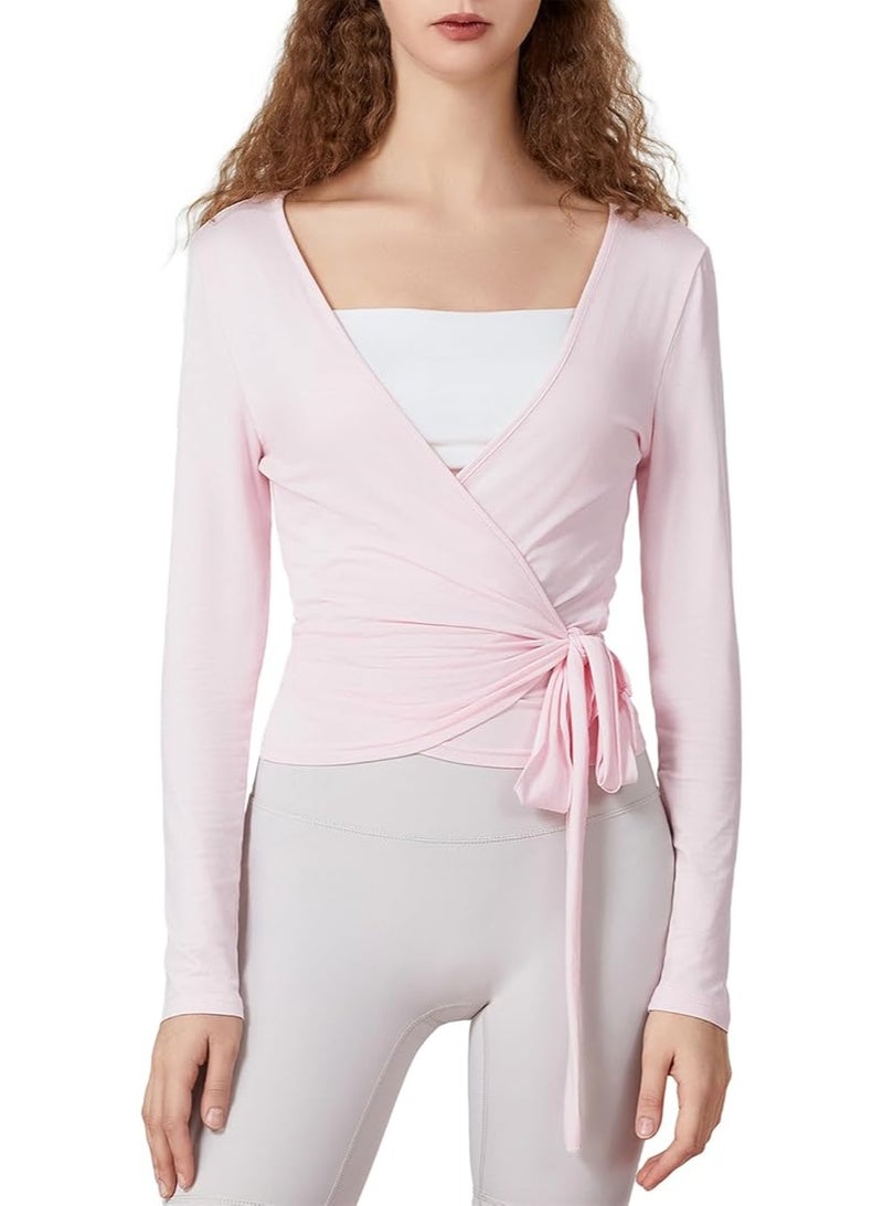 ربطة عنق طويلة ربطة عنق عميقة مغلفة حول القفزات تمرين الباليه يوغا جيم الرياضة القفزات [Pink] S. - Image 1