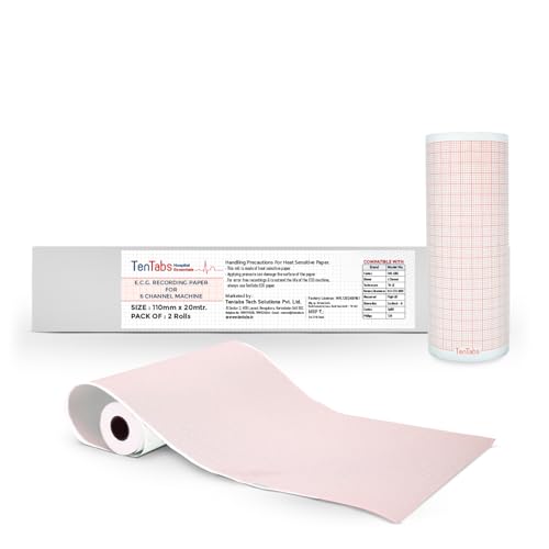 TenTabs 6 Channel ECG Paper Roll (Size: 110mm X 20mm) | 600G Thermal ECG Graph Paper Roll | Suitable for Contec CMS 600G / Bionet 6 Channel ECG Machine/Mortara ELI 230 (PACK OF 6 ROLLS) - Image 2