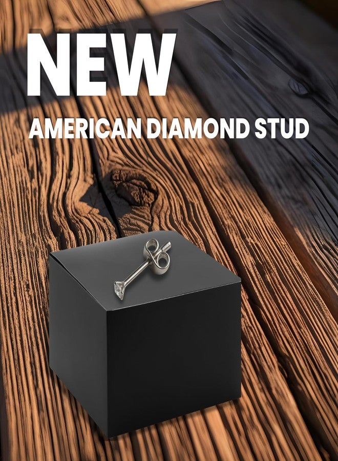 DARSHRAJ .925 Sterling Silver Single American Diamond Stud Earrings For Boys Girls Kids & Women -2mm (Pair Stud) - Image 3