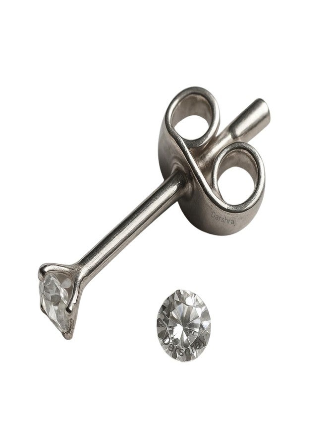 DARSHRAJ .925 Sterling Silver Single American Diamond Stud Earrings For Boys Girls Kids & Women -2mm (Pair Stud) - Image 1