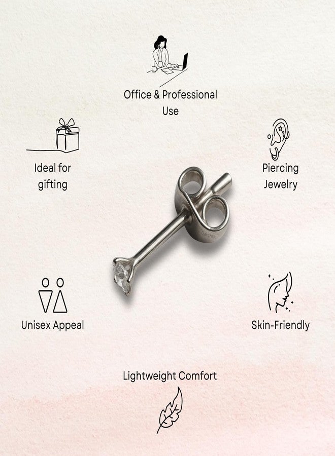 DARSHRAJ .925 Sterling Silver Single American Diamond Stud Earrings For Boys Girls Kids & Women -2mm (Pair Stud) - Image 5