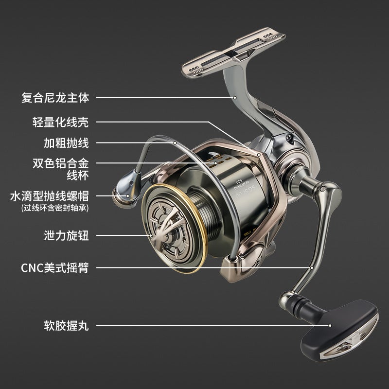 Plated Spinning Fishing Reel Full Metal CNC Arm SG2000 - Image 5