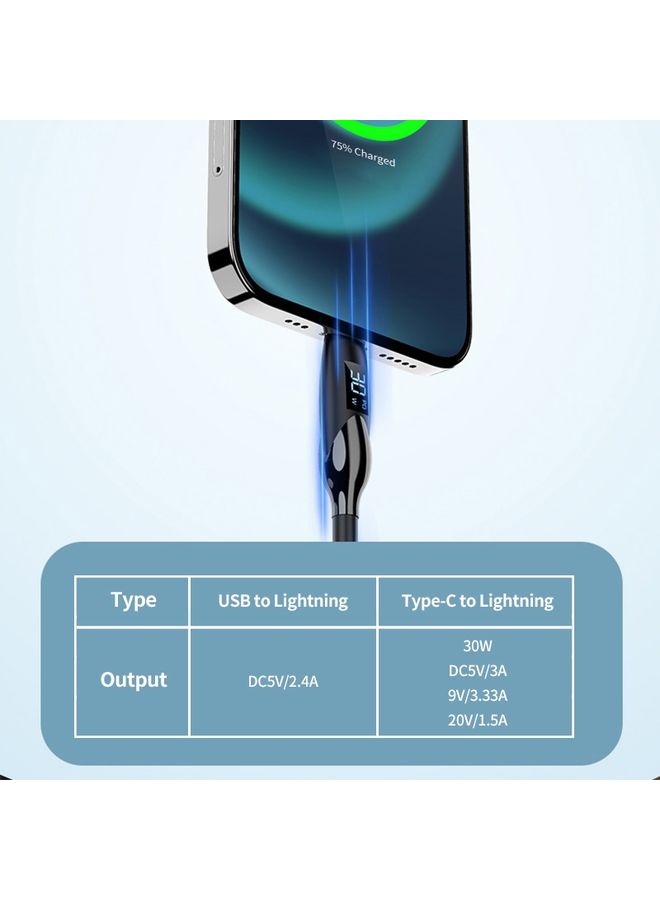 ENKAY PD30W Type-C to 8 Pin Fast Charging Data Silicone Cable with LED Display, Length:1m(Black) - Image 2