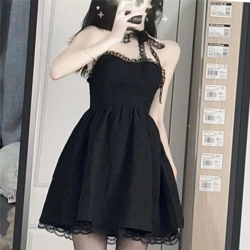 French style tube top sling dress womens spring dress 2022 new design sense waist slimming princess style dress Black