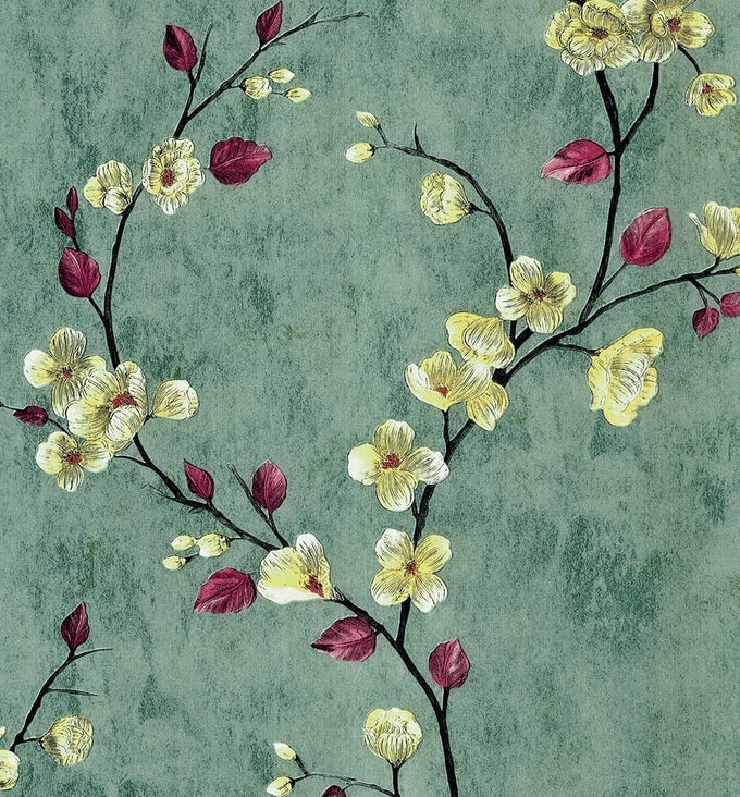 861910M FLORAL PEEL AND STICK WALLPAPER 177 X 328FT GREEN PLUM FLOWER REMOVABLE SELF ADHESIVE CONTACT PAPER DRAWER SHELF LINER VINYL FILM ROLL FOR FURNITURE HOME WALL DECOR
