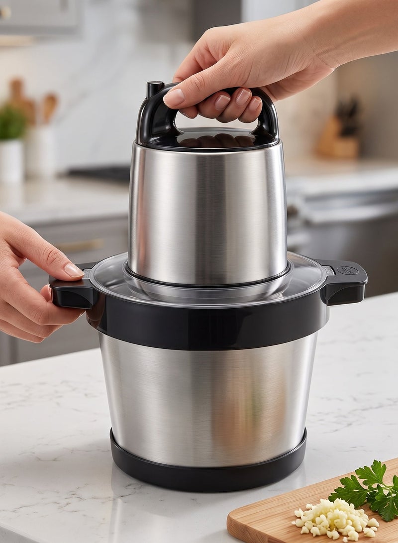 Super Blender Electric Food Chopper and Meat Grinder with Unbreakable 6 Liter Stainless Steel Bowl Sharp 4 Blades Power Pack 5500W - Image 2