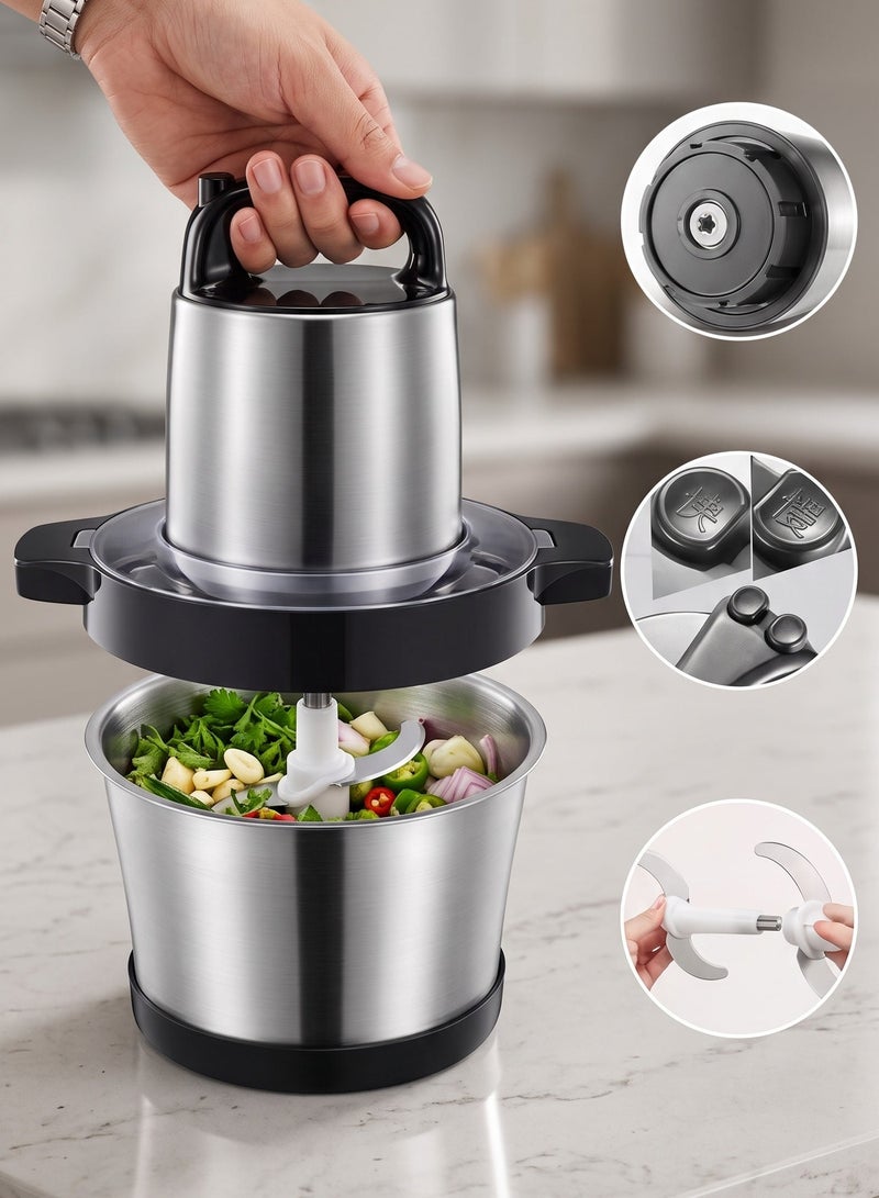 Super Blender Electric Food Chopper and Meat Grinder with Unbreakable 6 Liter Stainless Steel Bowl Sharp 4 Blades Power Pack 5500W - Image 1