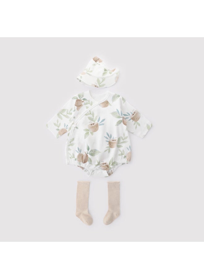 Balipig 3-piece Baby Bodysuit Spring And Autumn Season Girls' And Boys Style Baby Romper Newborn Baby Clothes - Image 1