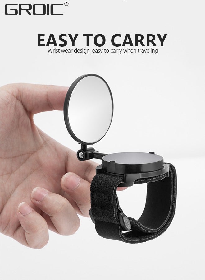 GROIC مرآة الرؤية الخلفية لركوب الدراجات، مرآة رؤية خلفية قابلة للدوران 360 درجة وقابلة للتعديل على الطرق الجبلية لركوب الدراجات مع حزام معصم، مرآة رؤية خلفية آمنة، عالية الدقة، مرآة دراجة مقاومة للانفجار، مرآة رؤية خلفية آمنة - Image 4