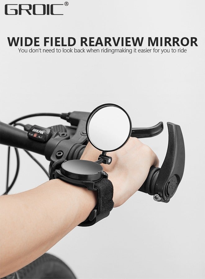 GROIC مرآة الرؤية الخلفية لركوب الدراجات، مرآة رؤية خلفية قابلة للدوران 360 درجة وقابلة للتعديل على الطرق الجبلية لركوب الدراجات مع حزام معصم، مرآة رؤية خلفية آمنة، عالية الدقة، مرآة دراجة مقاومة للانفجار، مرآة رؤية خلفية آمنة - Image 5