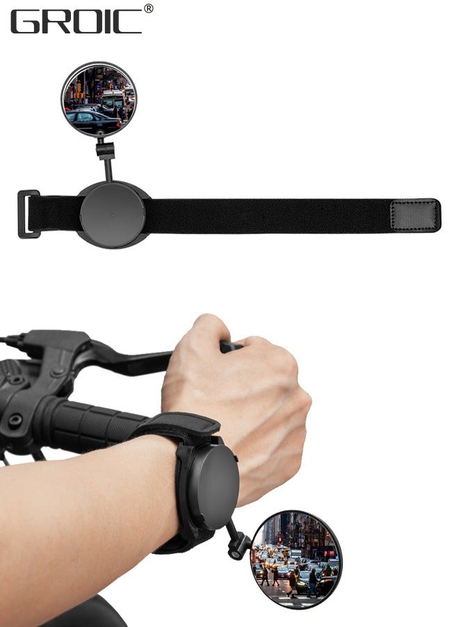 GROIC مرآة الرؤية الخلفية لركوب الدراجات، مرآة رؤية خلفية قابلة للدوران 360 درجة وقابلة للتعديل على الطرق الجبلية لركوب الدراجات مع حزام معصم، مرآة رؤية خلفية آمنة، عالية الدقة، مرآة دراجة مقاومة للانفجار، مرآة رؤية خلفية آمنة - Image 1