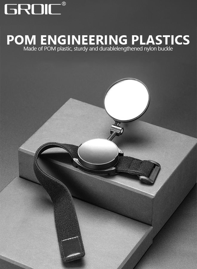 GROIC مرآة الرؤية الخلفية لركوب الدراجات، مرآة رؤية خلفية قابلة للدوران 360 درجة وقابلة للتعديل على الطرق الجبلية لركوب الدراجات مع حزام معصم، مرآة رؤية خلفية آمنة، عالية الدقة، مرآة دراجة مقاومة للانفجار، مرآة رؤية خلفية آمنة - Image 3