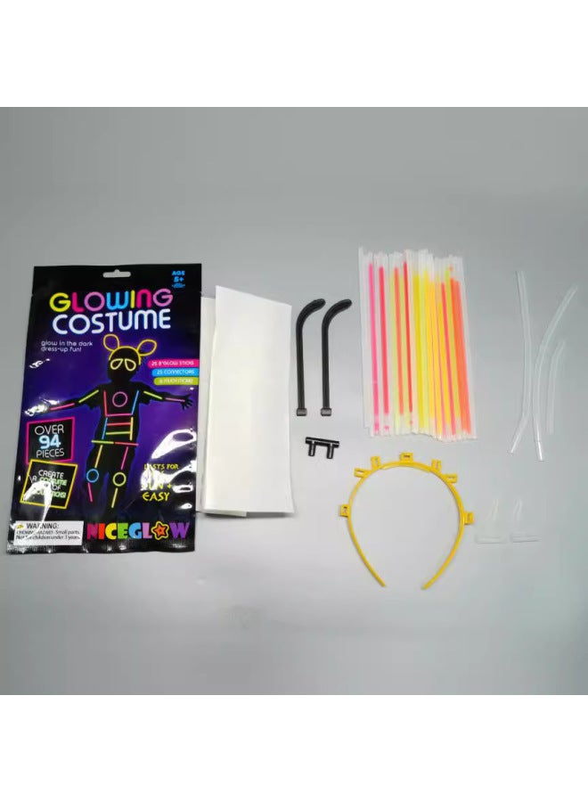Gift Bag Fluorescent Toy Luminous Clothes Suit Fluorescent Stick Luminous Stick Package DIY Bracelet Party Party KTV-Color:94PCs Body Suit - Image 4