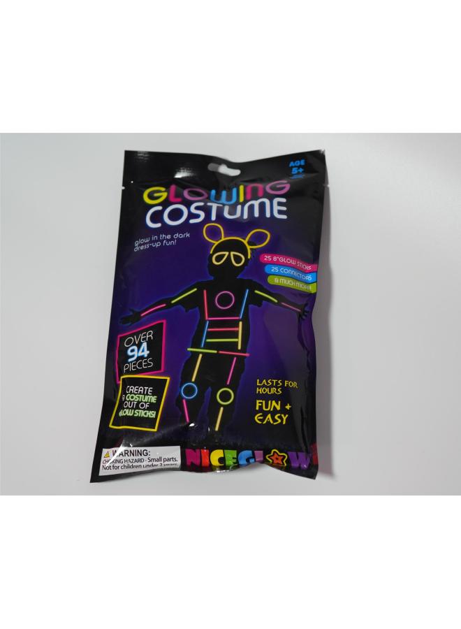 Gift Bag Fluorescent Toy Luminous Clothes Suit Fluorescent Stick Luminous Stick Package DIY Bracelet Party Party KTV-Color:94PCs Body Suit - Image 1