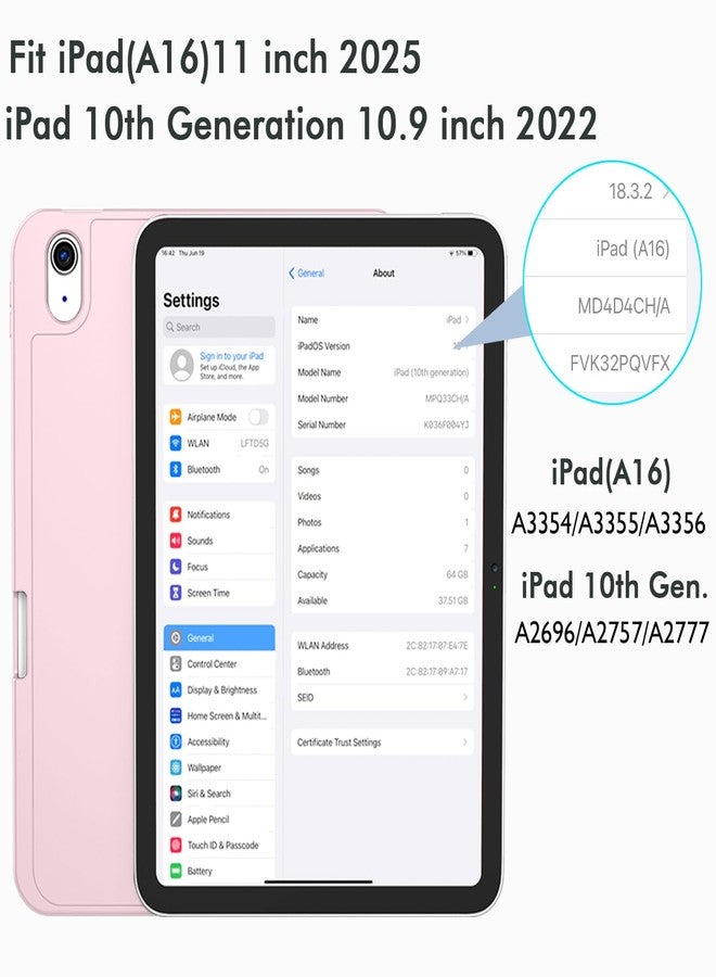 iMieet for iPad 10th Generation Case 10.9 Inch 2022 with Pencil Holder, Slim Trifold Stand Protective Cover with Soft TPU Back and Auto Sleep/Wake, Pink - Image 2