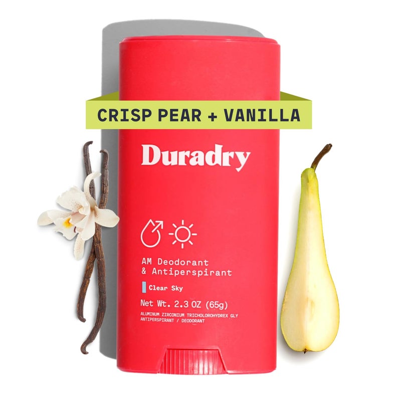 Duradry Clinical-Strength Antiperspirant Deodorant for Women and Men â€“ Clean Formula with Natural Ingredients for Odor and Excessive Sweat Protection â€“ Clear Sky (Crisp Pear + Vanilla) - Image 1
