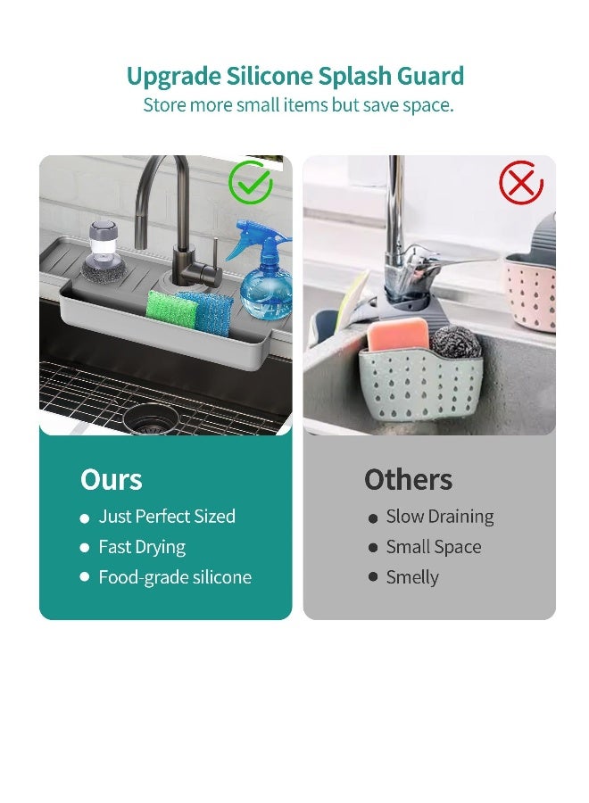 Kitchen Faucet Sink Splash Guard, Silicone Faucet Water Catcher Mat, Kitchen Sink Splash Guard Upgraded Faucet Water Catcher Tray, for Kitchen Bathroom Countertop  - Image 3