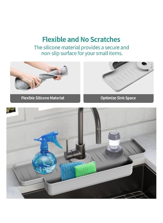 Kitchen Faucet Sink Splash Guard, Silicone Faucet Water Catcher Mat, Kitchen Sink Splash Guard Upgraded Faucet Water Catcher Tray, for Kitchen Bathroom Countertop  - Image 4