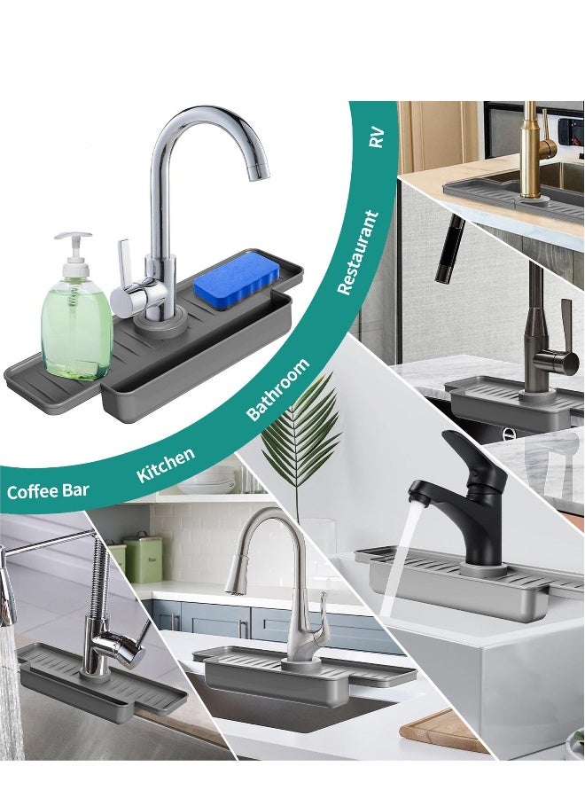 Kitchen Faucet Sink Splash Guard, Silicone Faucet Water Catcher Mat, Kitchen Sink Splash Guard Upgraded Faucet Water Catcher Tray, for Kitchen Bathroom Countertop  - Image 5