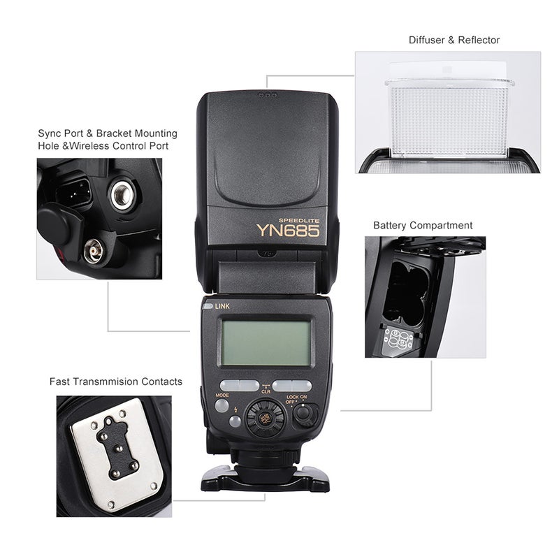 YONGNUO YN685 i-TTL HSS 1/8000s GN60 2.4G Wireless Flash Speedlite Speedlight for Nikon D750 D810 D7200 D610 D7000 D5500 D5200 D5300 D3300 D3200 DSLR Camera - Image 2