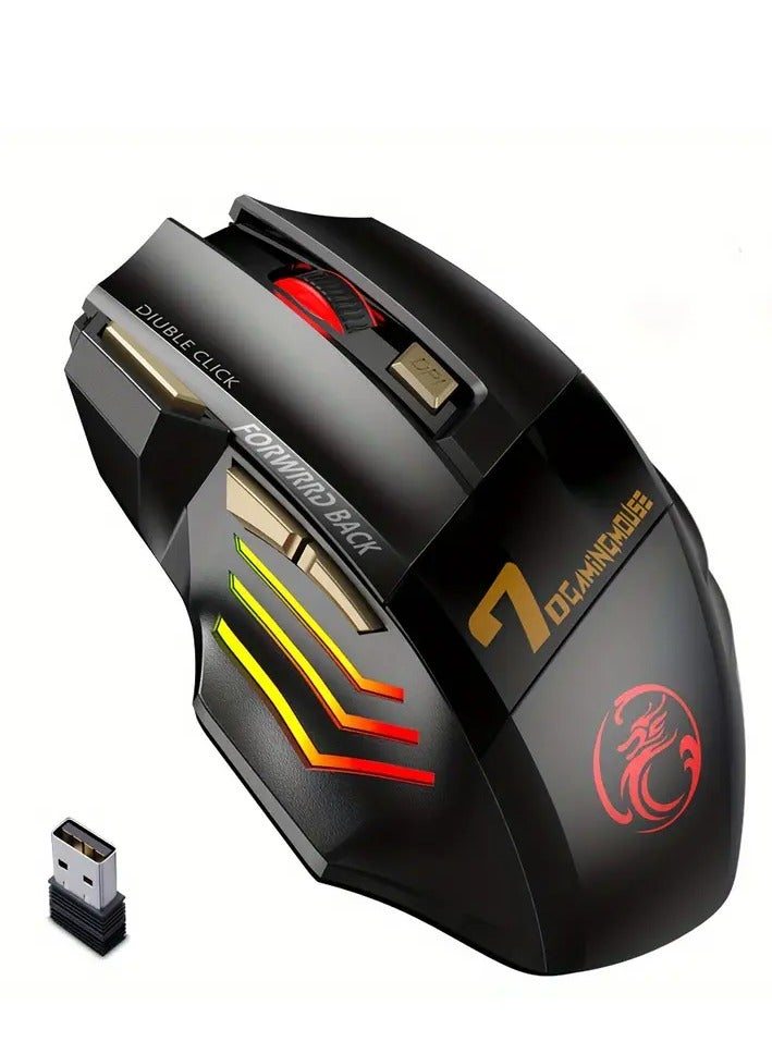 ELFOLATE ELFO LARANJA Rechargeable Wireless Gaming Mouse with 7-Color RGB Backlight, Silent Ergonomic Design for PC and Laptop, Adjustable DPI, USB Charging, Durable & Noiseless Clicks, Gaming Accessories | Ergonomic Gaming Mouse | Gamer Aesthetic  - Image 1
