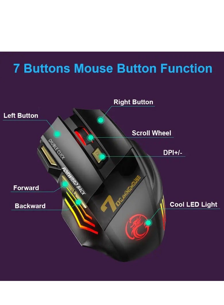 ELFOLATE ELFO LARANJA Rechargeable Wireless Gaming Mouse with 7-Color RGB Backlight, Silent Ergonomic Design for PC and Laptop, Adjustable DPI, USB Charging, Durable & Noiseless Clicks, Gaming Accessories | Ergonomic Gaming Mouse | Gamer Aesthetic  - Image 2