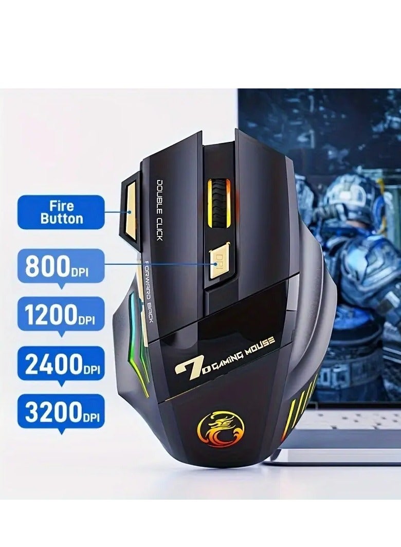 ELFOLATE ELFO LARANJA Rechargeable Wireless Gaming Mouse with 7-Color RGB Backlight, Silent Ergonomic Design for PC and Laptop, Adjustable DPI, USB Charging, Durable & Noiseless Clicks, Gaming Accessories | Ergonomic Gaming Mouse | Gamer Aesthetic  - Image 4