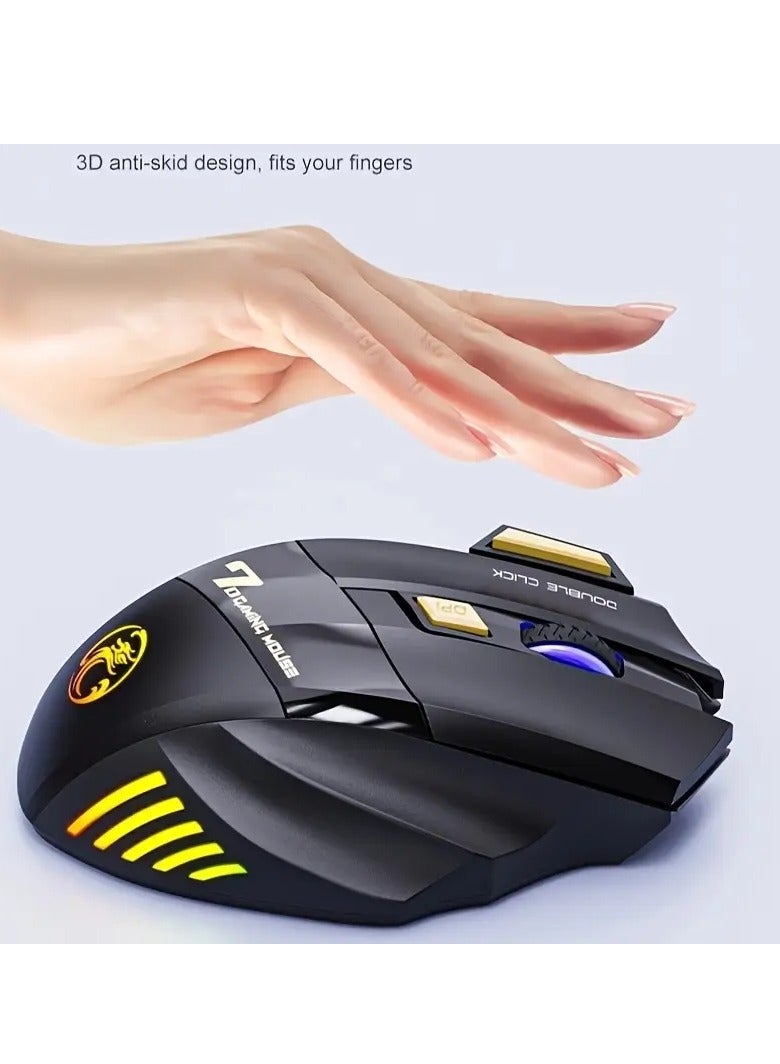 ELFOLATE ELFO LARANJA Rechargeable Wireless Gaming Mouse with 7-Color RGB Backlight, Silent Ergonomic Design for PC and Laptop, Adjustable DPI, USB Charging, Durable & Noiseless Clicks, Gaming Accessories | Ergonomic Gaming Mouse | Gamer Aesthetic  - Image 5