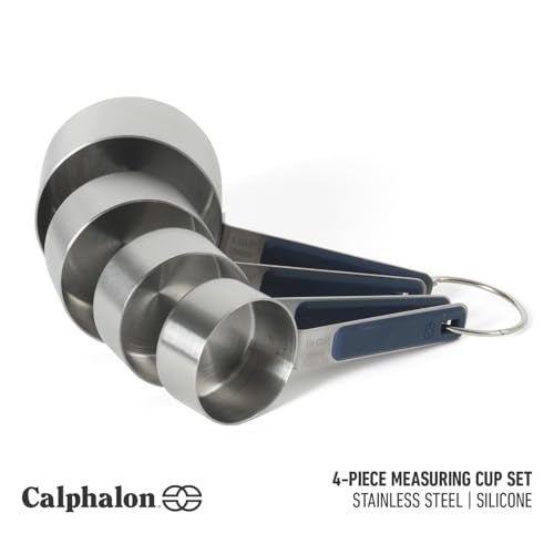 Calphalon Prime Measuring Cups Kitchen Measurement Cup 4Piece Stainless Steel Kitchen Measuring Cup with Navy Silicone Handle Accurate Durable for Dry and Liquid Ingredients - Image 3