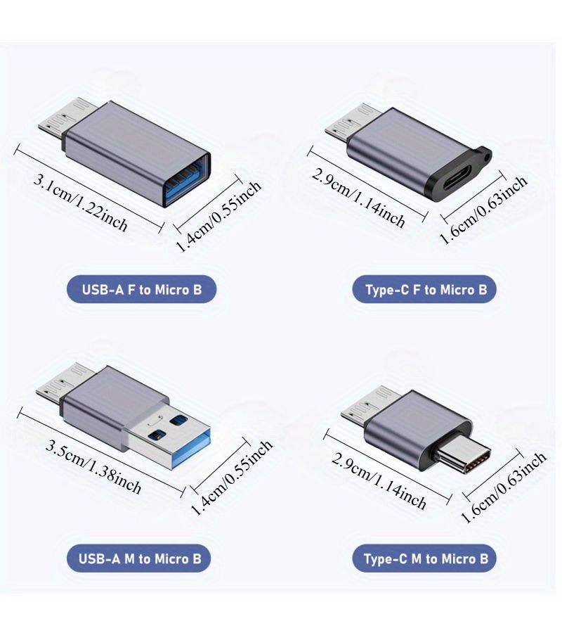 USB 3.1 Micro B Hard Drive Adapter 4 Pack 10Gbps Data Power Cable - Image 2