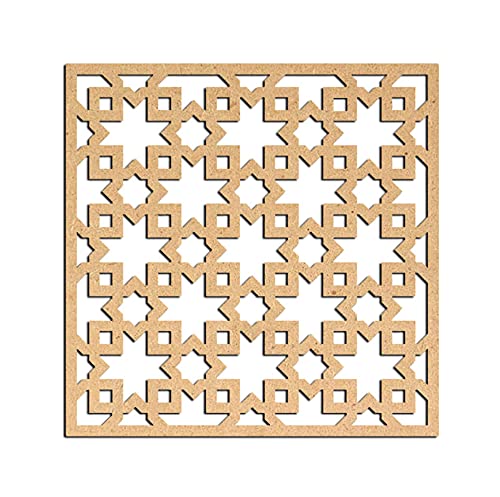 Haoser Haoser Pine MDF3mm Wooden Panel for Room DividerPartition Wall Decor Pack of 1 Geometric Laser Cut Carved Panel Panle2_LxW30x30cm  - Image 1
