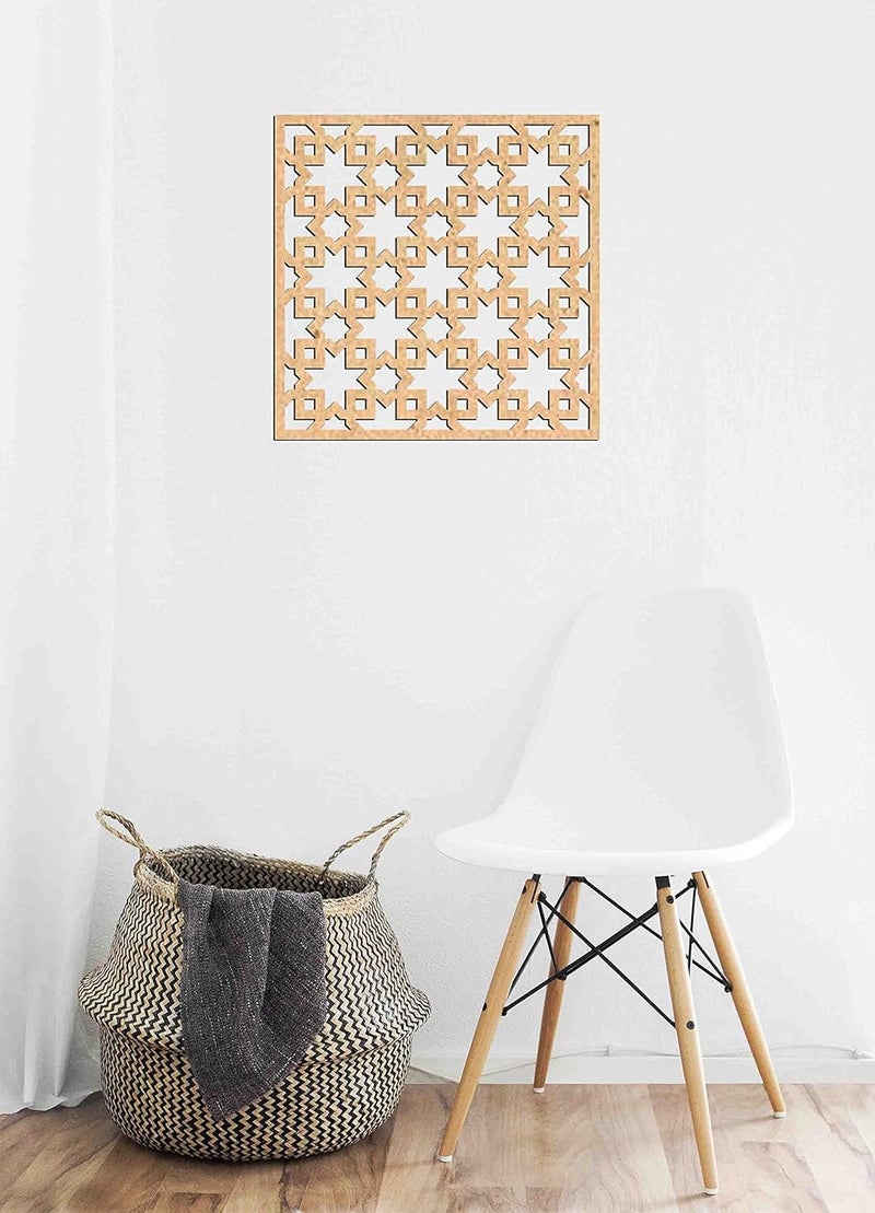 Haoser Haoser Pine MDF3mm Wooden Panel for Room DividerPartition Wall Decor Pack of 1 Geometric Laser Cut Carved Panel Panle2_LxW30x30cm  - Image 4