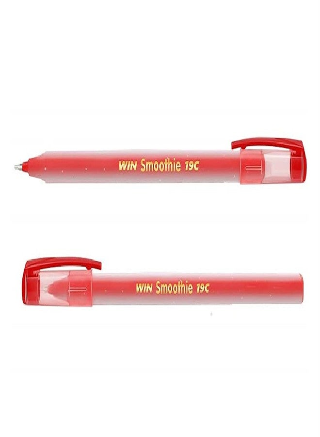 WIN Smoothie Pens | 40 Red Ink Lightweight Colourful Sparkle Body Design | Use & Throw for One Time Use | Ideal for School Office & Business | Budget Friendly Stick Ball Point - Image 2