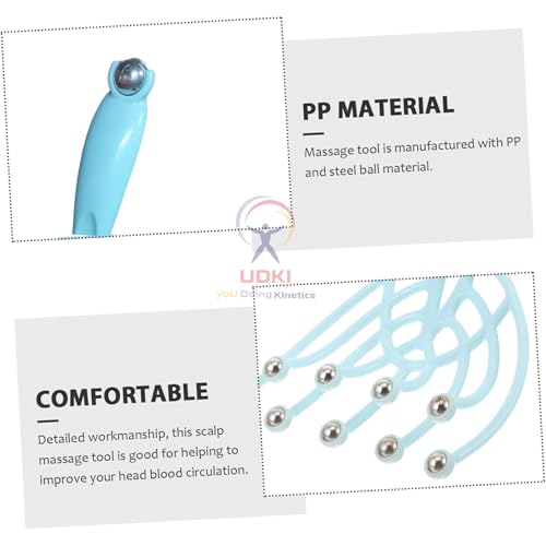 UDKI Handheld Scalp Massager Blue | 11-Claw Manual Head Massage Comb with Rolling Balls for Scalp Hair Massage| Deep Stress Relax for Use in Office, Home, SPA, Gifting for Mother & Father - Image 3